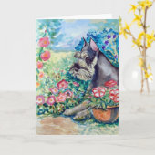 Schnauzer Grußkarten Karte (Gelbe Blume)