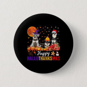 Schnauzer Hallothanksmas Halloween Erntedankfest X Button