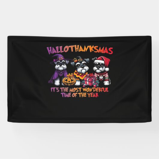 Schnauzer Halloween Erntedank Weihnachtsklassiker Banner (Horizontal)