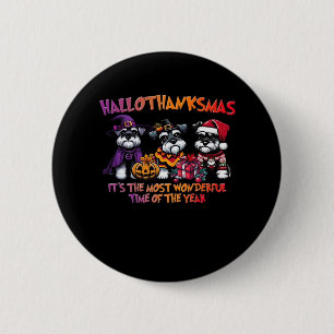 Schnauzer Halloween Erntedank Weihnachtsklassiker Button