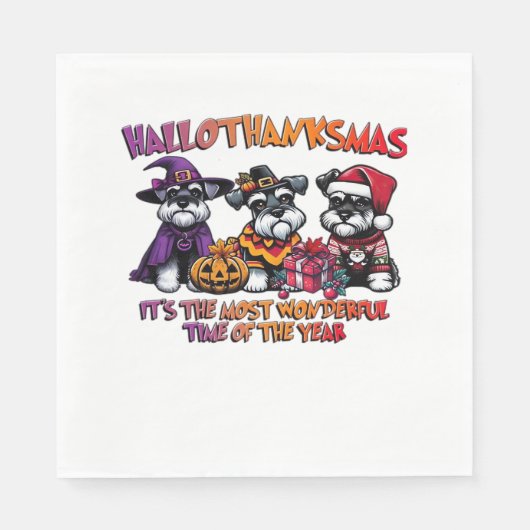 Schnauzer Halloween Erntedank Weihnachtsklassiker Serviette (Vorderseite)