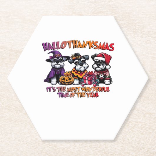 Schnauzer Halloween Erntedank Weihnachtsklassiker Untersetzer (Vorderseite)