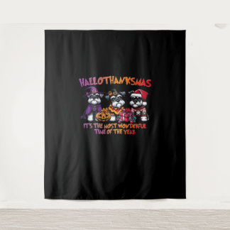 Schnauzer Halloween Erntedank Weihnachtsklassiker Wandteppich