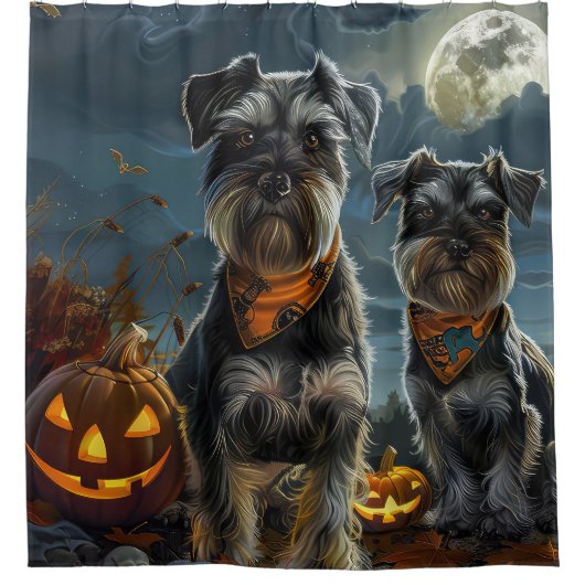Schnauzer Halloween Spooky Duschvorhang (Vorderseite)