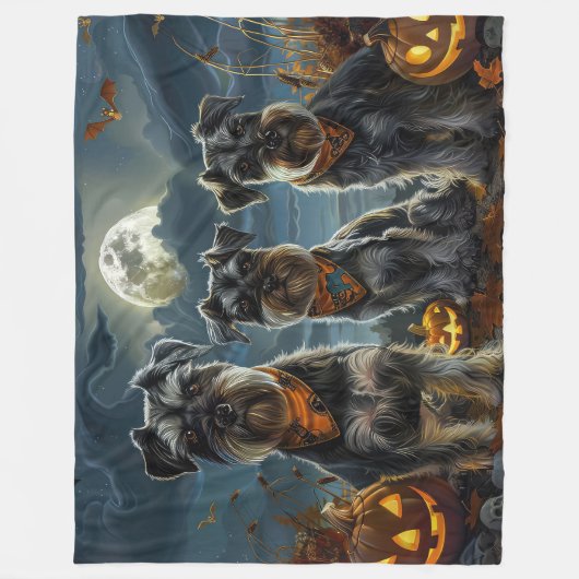 Schnauzer Halloween Spooky Fleecedecke (Vorderseite)