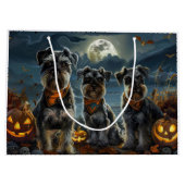 Schnauzer Halloween Spooky Große Geschenktüte (Rückseite)