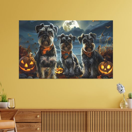 Schnauzer Halloween Spooky Leinwanddruck (Insitu (Wohnzimmer))