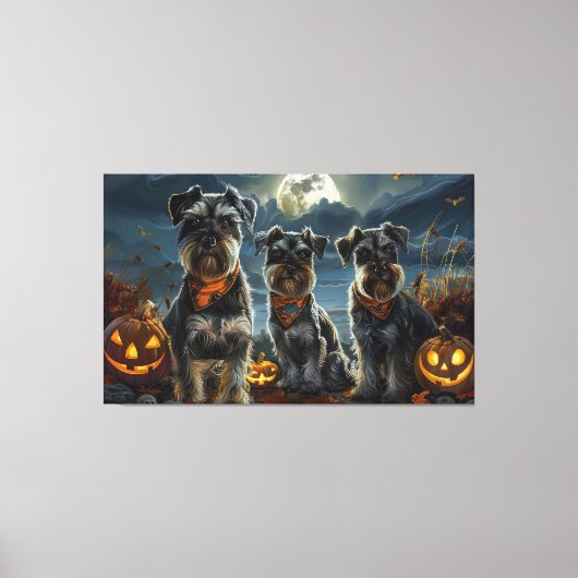 Schnauzer Halloween Spooky Leinwanddruck (Vorderseite)
