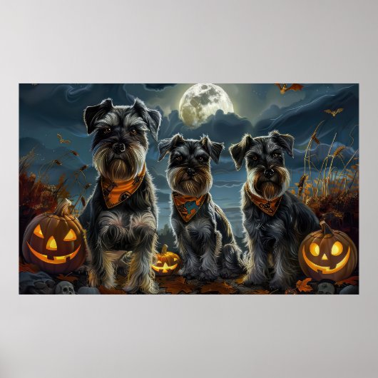 Schnauzer Halloween Spooky Poster (Vorne)