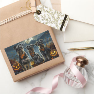 Schnauzer Halloween Spooky Rechteckiger Aufkleber