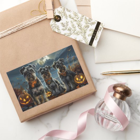 Schnauzer Halloween Spooky Rechteckiger Aufkleber (Schenken)