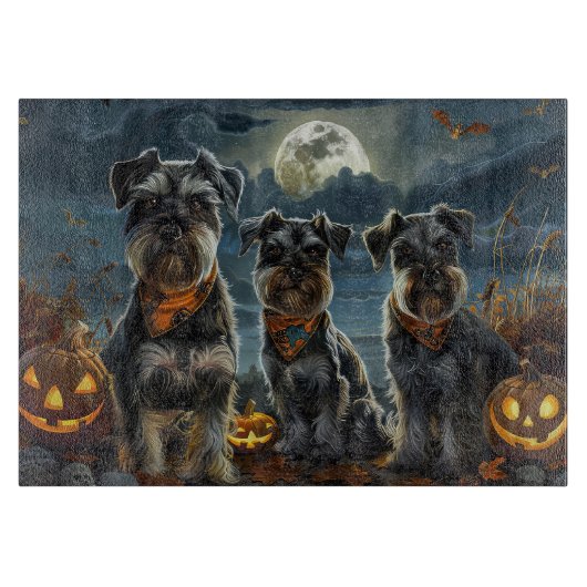 Schnauzer Halloween Spooky Schneidebrett (Vorderseite)