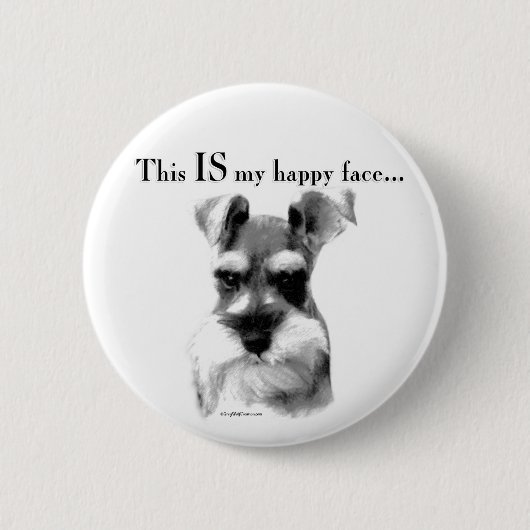 Schnauzer Happy Face Button (Vorderseite)
