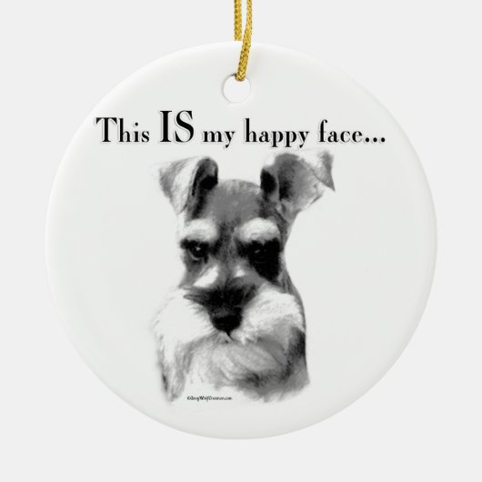 Schnauzer Happy Face Keramik Ornament (Vorne)