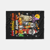 Schnauzer Happy Hallothanksmas Dog Lover Christmas Fleecedecke (Vorderseite (Horizontal))