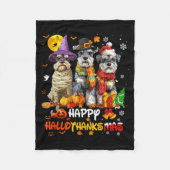 Schnauzer Happy Hallothanksmas Dog Lover Christmas Fleecedecke (Vorderseite)