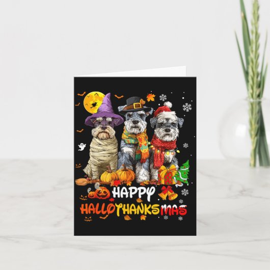 Schnauzer Happy Hallothanksmas Dog Lover Christmas Karte (Vorderseite)