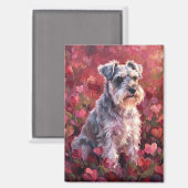 Schnauzer Heart Shaped Wildflowers Magnet (Vorderseite/Rückseite)
