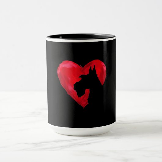 Schnauzer Heart Silhouette Valentinstag Hund Liebe Tasse (Zentrum)
