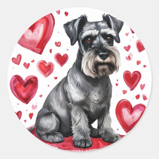Schnauzer & Hearts Aufkleber (Vorderseite)