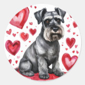 Schnauzer & Hearts Sticker (Vorderseite)