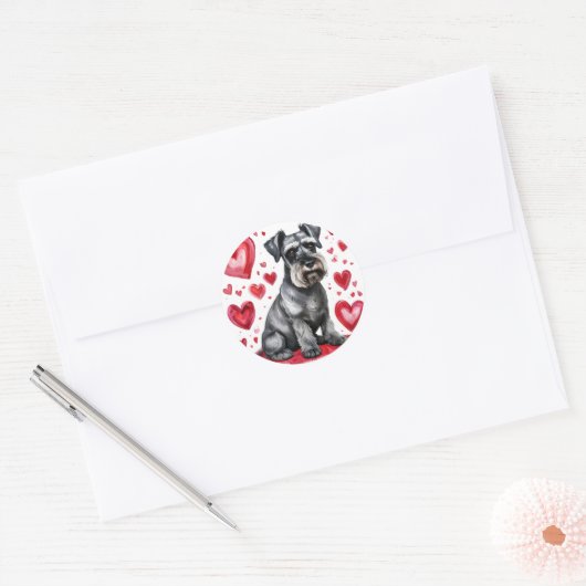 Schnauzer & Hearts Sticker (Umschlag)