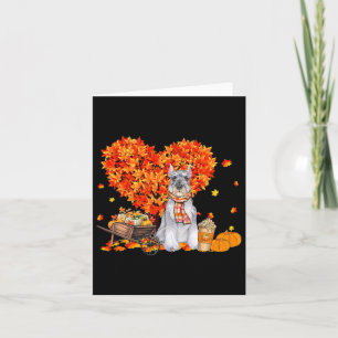 Schnauzer Herbstbaum Herbstlaub Pumpkin Hund Liebe Karte
