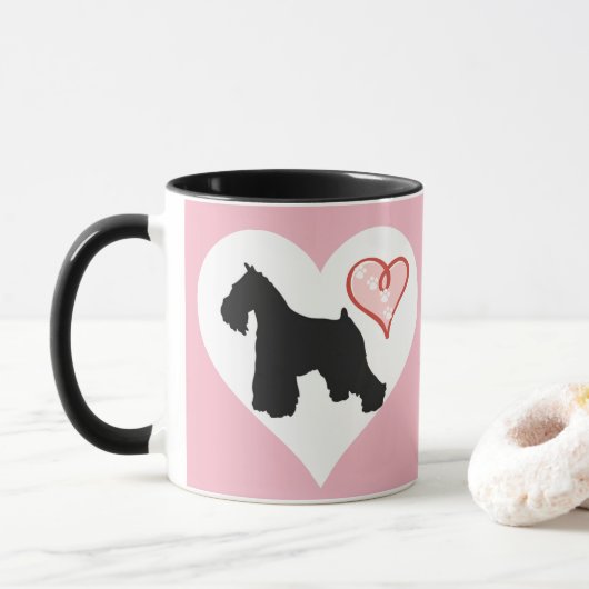 Schnauzer-Herz-und Tatzen-Kaffee-Tasse Tasse (Mit Donut)