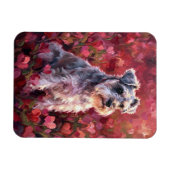 Schnauzer Herzförmige Wildblumen Flexibel Magnet (Horizontal)
