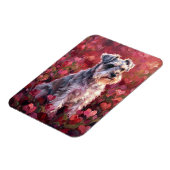 Schnauzer Herzförmige Wildblumen Flexibel Magnet (Linke Seite)