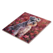 Schnauzer Herzförmige Wildblumen Fliese (Seite)
