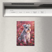Schnauzer Herzförmige Wildblumen Magnet (In Situ (Geschirrspüler))