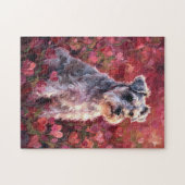 Schnauzer Herzförmige Wildblumen Puzzle (Horizontal)