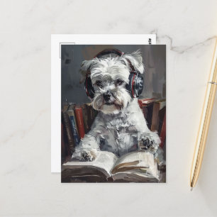 Schnauzer-Hören für Musik und Lesen Postkarte