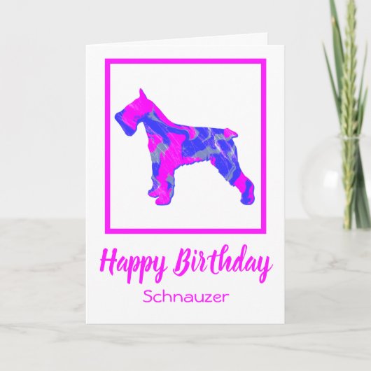 Schnauzer Hot Pink Silhouette Hund Funny Birthday Karte (Vorderseite)