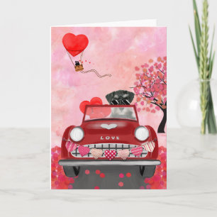 Schnauzer-Hund Auto mit Herzen Valentinstag  Karte