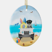 Schnauzer Hund Driving on Beach Keramik Ornament (Rechts)