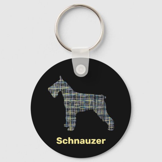 Schnauzer Hund Gelb- und Schwarz-Gitter Schlüsselanhänger (Vorderseite)