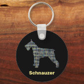 Schnauzer Hund Gelb- und Schwarz-Gitter Schlüsselanhänger (Vorderseite)