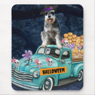 Schnauzer Hund Halloween LKW Gruselige Nacht Mousepad