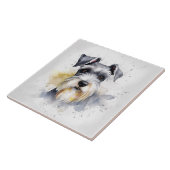 Schnauzer Hund, Haustier Aquarell Fliese (Seite)