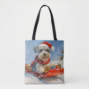 Schnauzer-Hund im Schlitten Lass es schneien Weihn Tasche