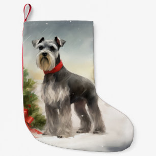 Schnauzer Hund im Schnee Weihnachten Kleiner Weihnachtsstrumpf