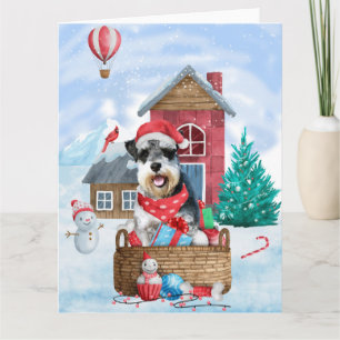 Schnauzer-Hund im Schnee Weihnachtshaus für Hunde Karte