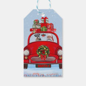 Schnauzer Hund in Auto mit dem Weihnachtsmann Geschenkanhänger (Rückseite)