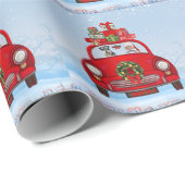 Schnauzer Hund in Auto mit dem Weihnachtsmann Geschenkpapier (Rolleneckpunkt)