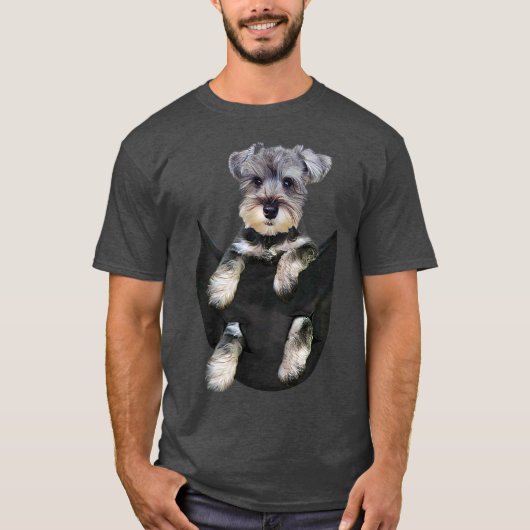 Schnauzer Hund in Pocket Puppy Geschenke T-Shirt (Vorderseite)