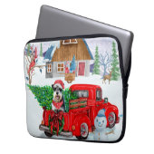Schnauzer Hund in Weihnachten LKW Schnee Laptopschutzhülle (Vorderseite Links)
