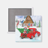 Schnauzer Hund in Weihnachten LKW Schnee Magnet (Vorderseite/Rückseite)