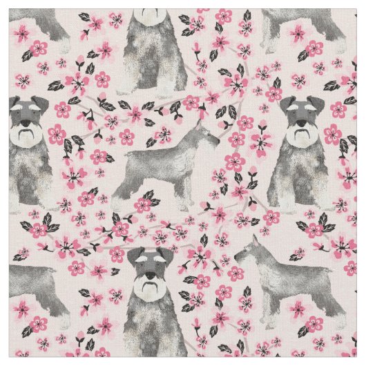 Schnauzer-Hund Kirschblüten Rosa Stoff (Nahaufnahme)